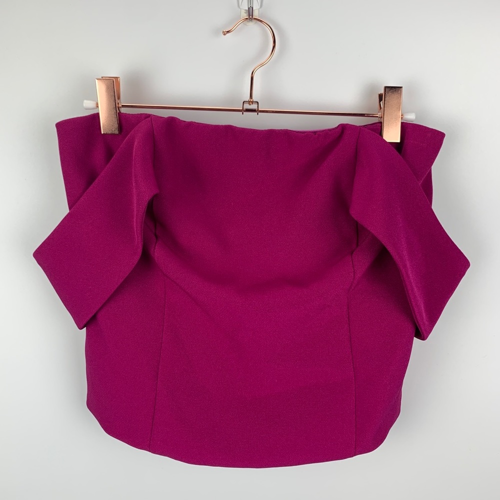 Express‎ Off the Shoulder Crop Top Fuchsia - Picture 5 of 8